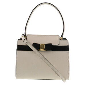 Salvatore Ferragamo Vara Ribbon Shoulder Bag Messenger White Leather